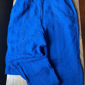 Habitat Women’s Rayon Pants Size Large Blue with Pockets & Front Seam Detail